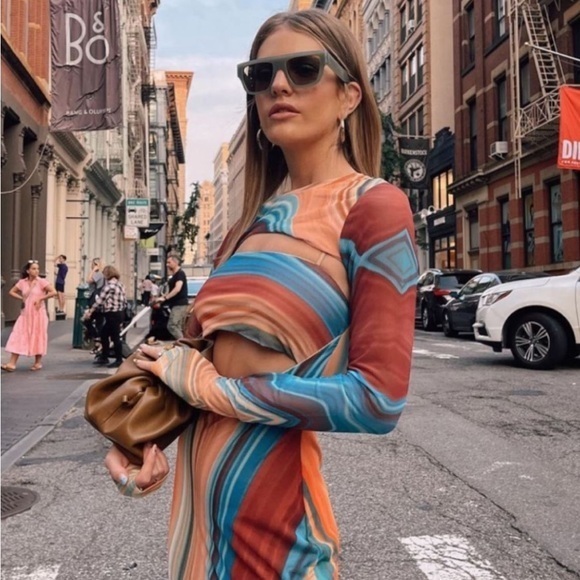 Afrm Colorful Long Sleeve Dress